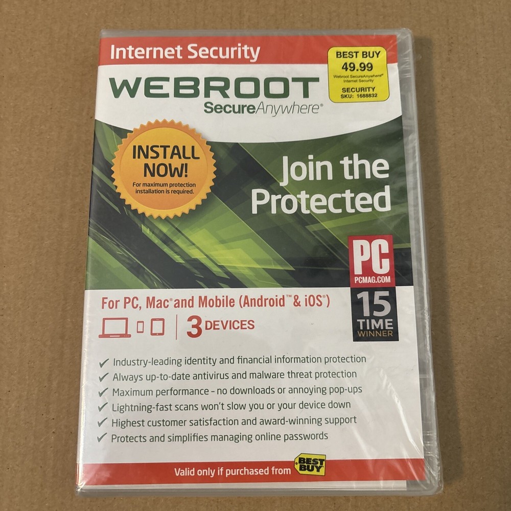 Webroot SecureAnywhere Internet Security - Full Version for Windows & Mac...