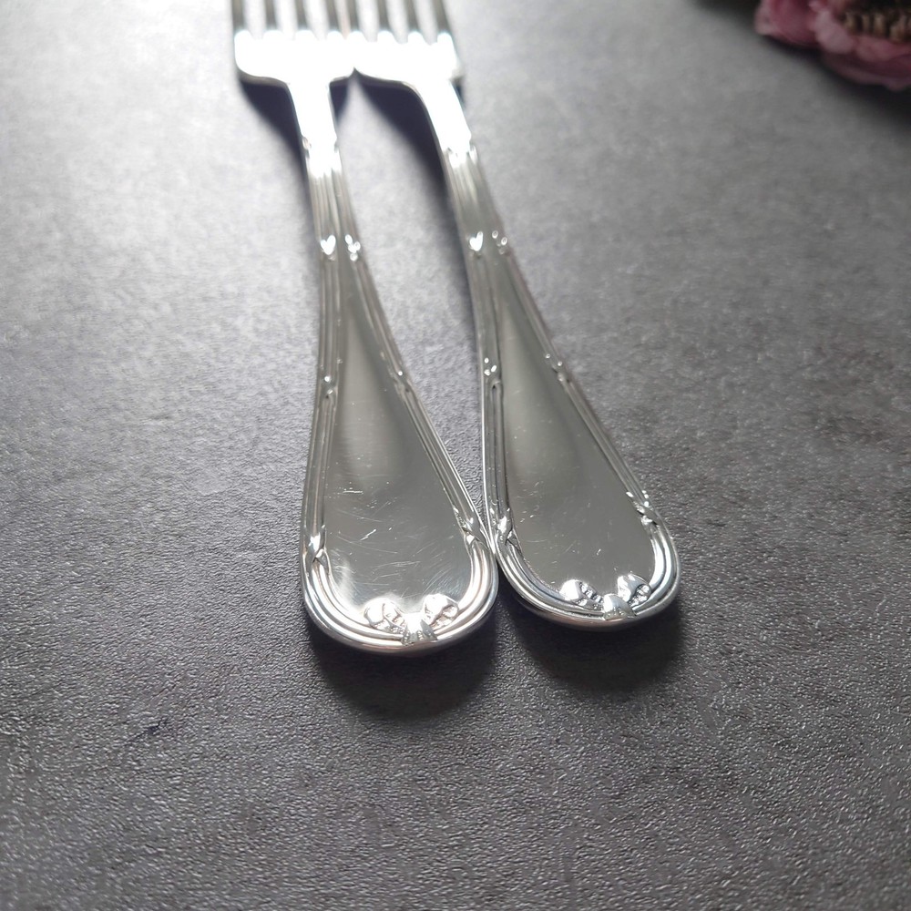 Christofle Rubans Table Fork 2pcs Silverplate Flatware Excellent