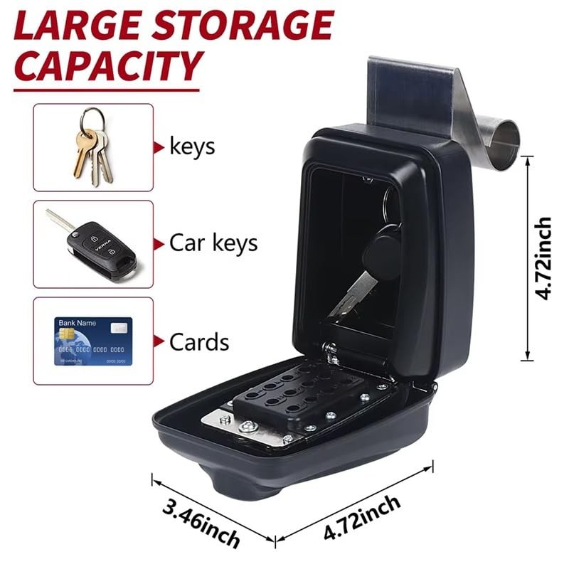 Key Lock Box with Combination Lock 12-Digits Password Code Large Capacity Wal...