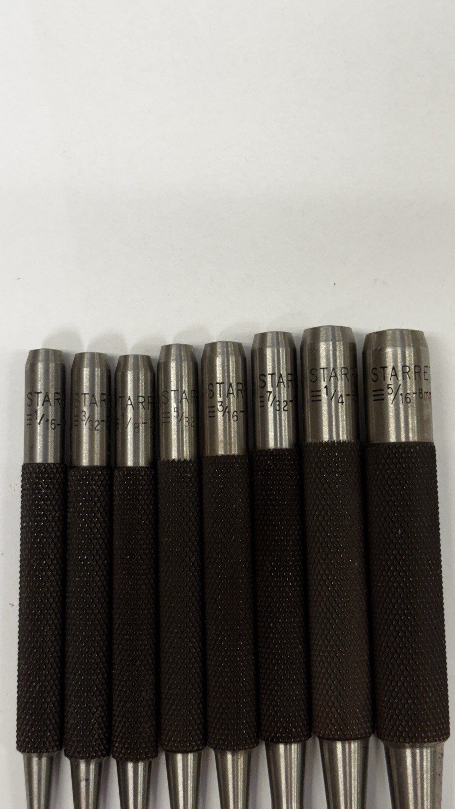 Starrett 8pc Drive Pin Punch Set, Sizes 1/16"to 5/16" PIN end Diameters