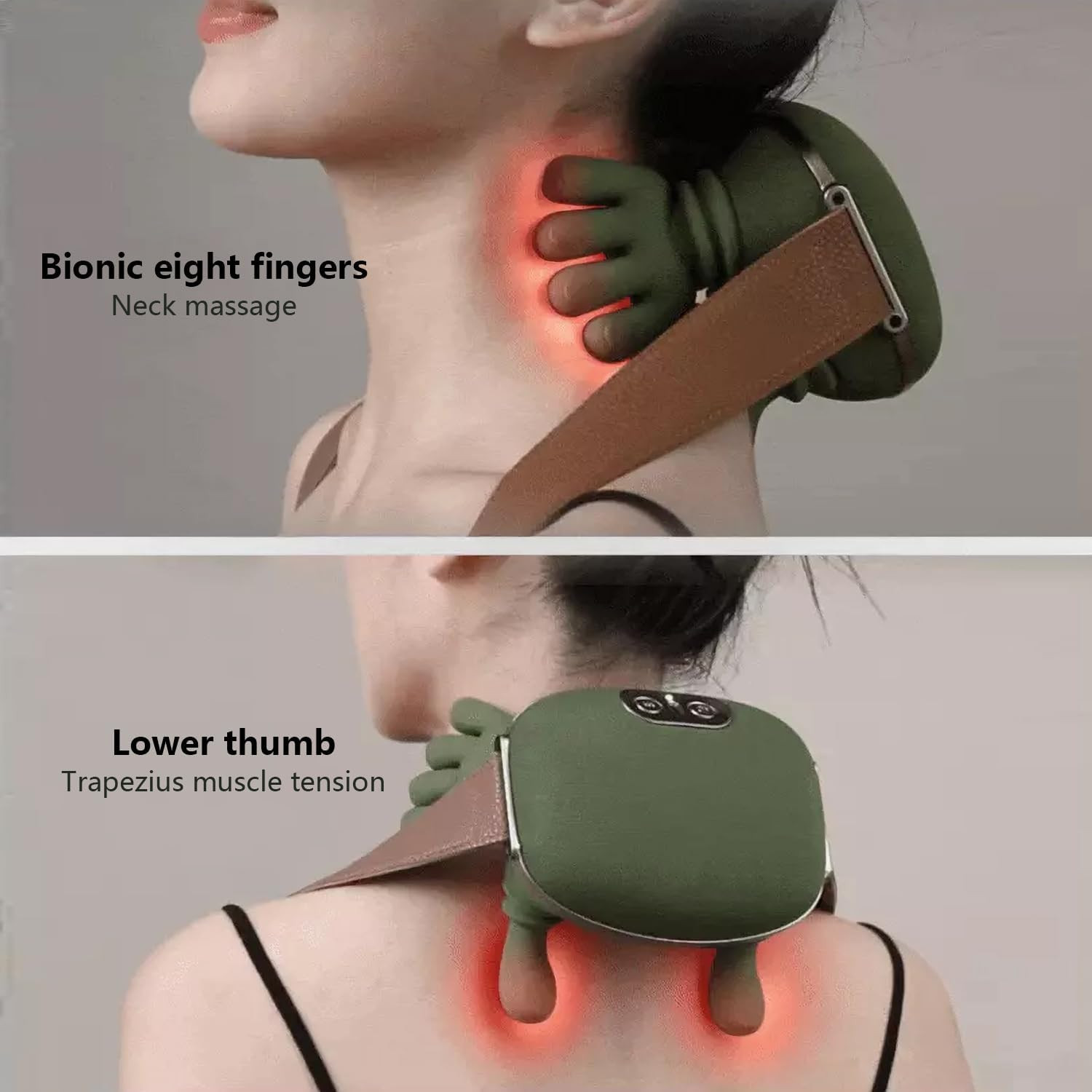 Bionic Heated Massager, Portable Shiatsu Neck and Back Massager, for Pain Relief