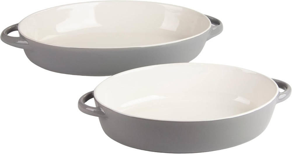 Sienna Oval 13" and 10.5" Bakeware Set, Gray