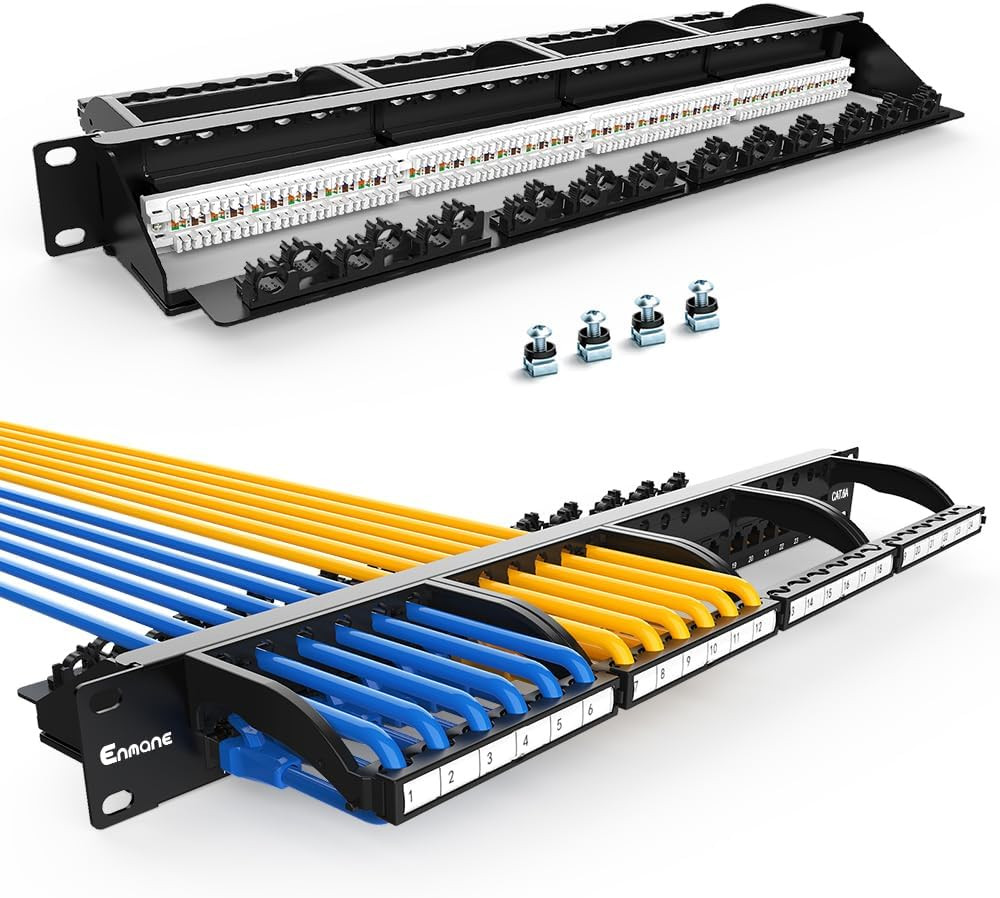 24 Port Patch Panel RJ45 Patch Panel CAT6a Keystone Patch Panel UTP with Smart
