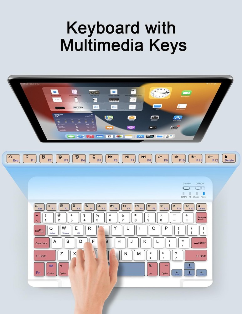 Wireless Keyboard and Combo, Rechargeable Bluetooth Keyboard & Wireless with ...