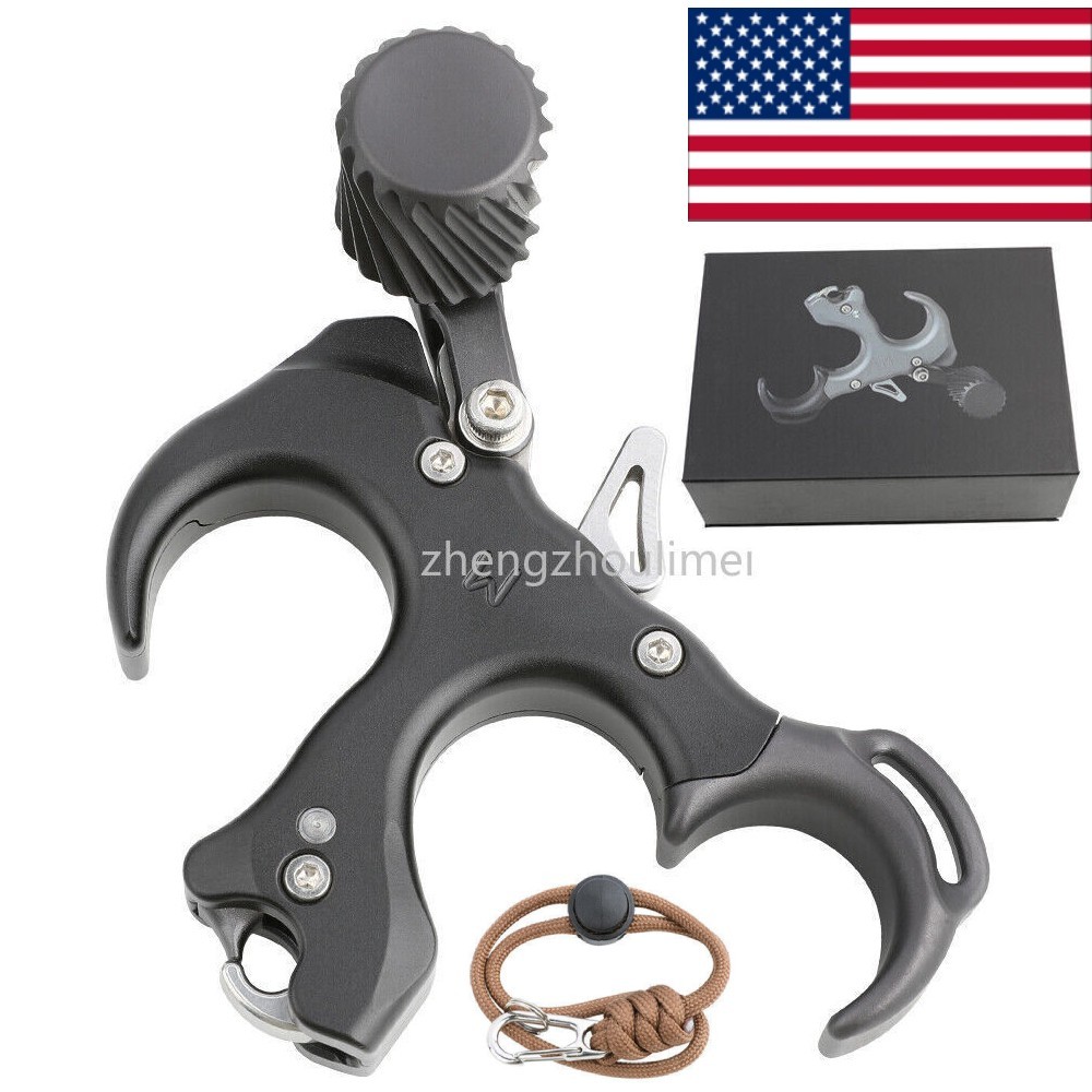 Adjustable Compound Bow Release Aids 3 Finger Archery Grip Thumb Trigger RH LH