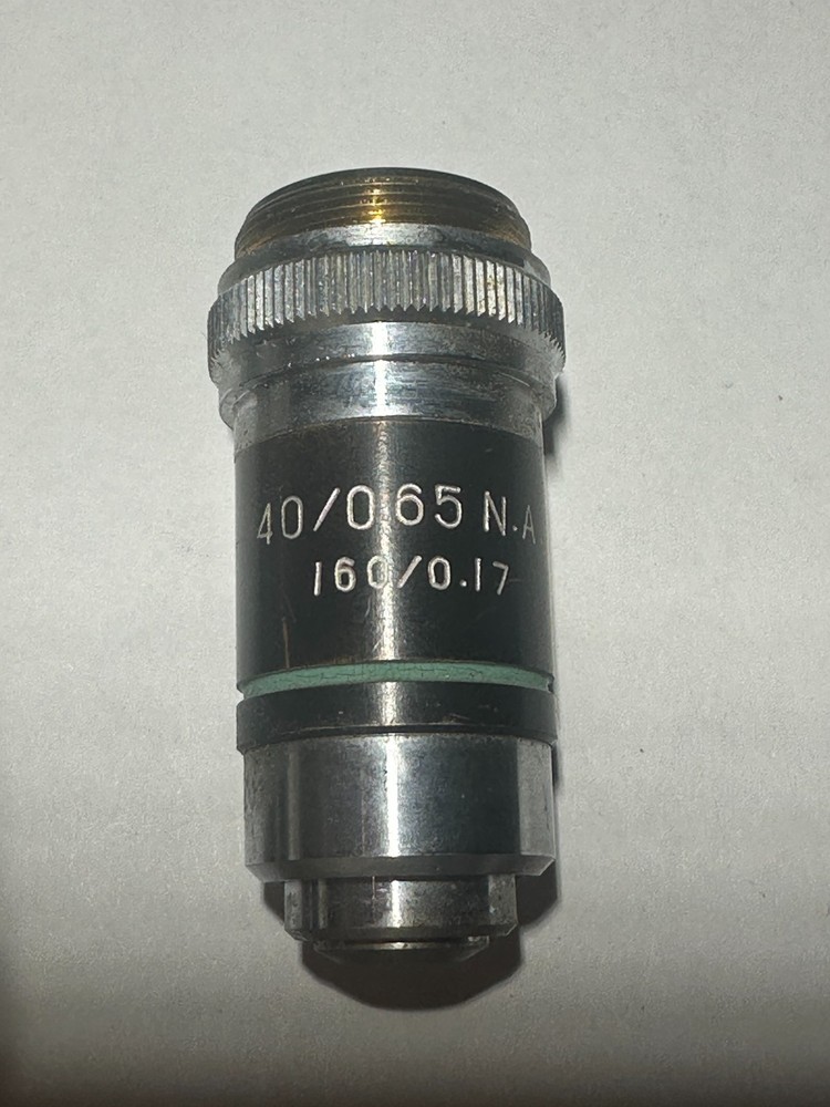 40/0.65  N.A. 160/0.17 Microscope Objective   Bottom Green Stripe,  Used