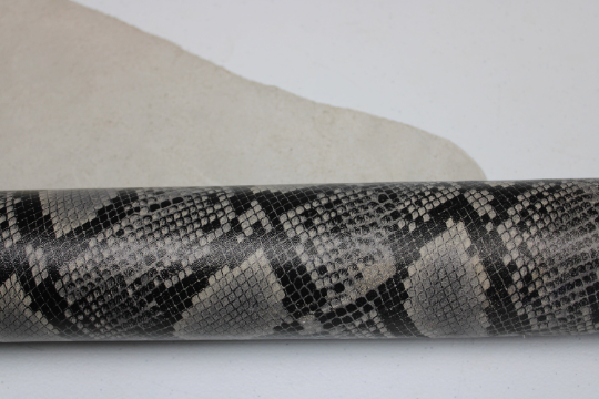 Gray PYTHON PRINTED LEATHER: Genuine Leather 2.5-3 oz. - Perfect for Handbags an