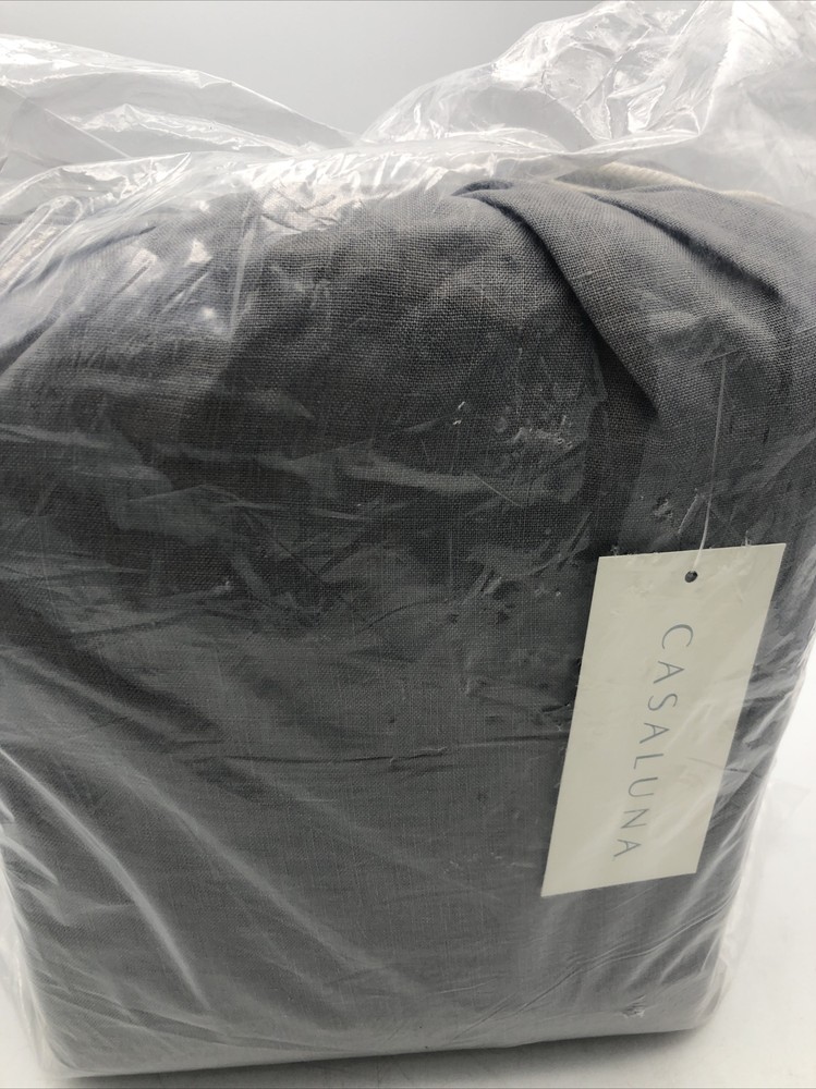 Casaluna Queen 100% Washed Hemp Solid Sheet Set Metal Gray