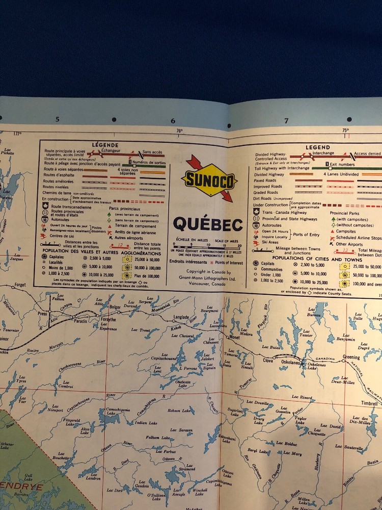 Vintage 72-73 Quebec Sunoco Road Map
