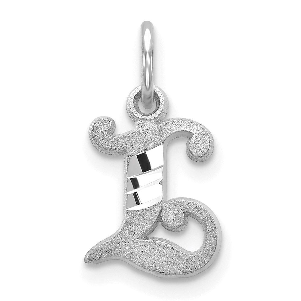 14K White Gold Shiny-Cut Initial L Charm