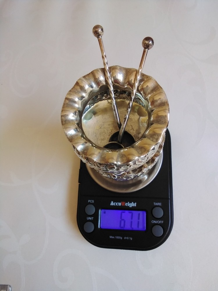 67.1g 1887 Birmingham Sterling Silver Salt Cellars & Spoons