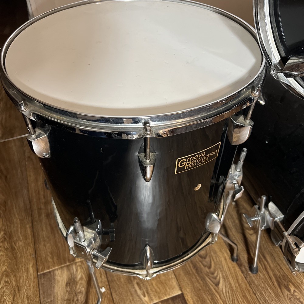 Used Groove Percussion 4pcs Drum Set Black Wrap - Fair