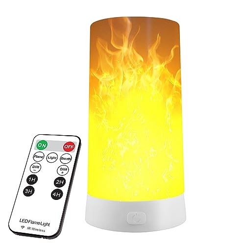 LED Flame Effect Light, Flame Lamp with Remote & Timer, USB Rechargeable 4 1pcs