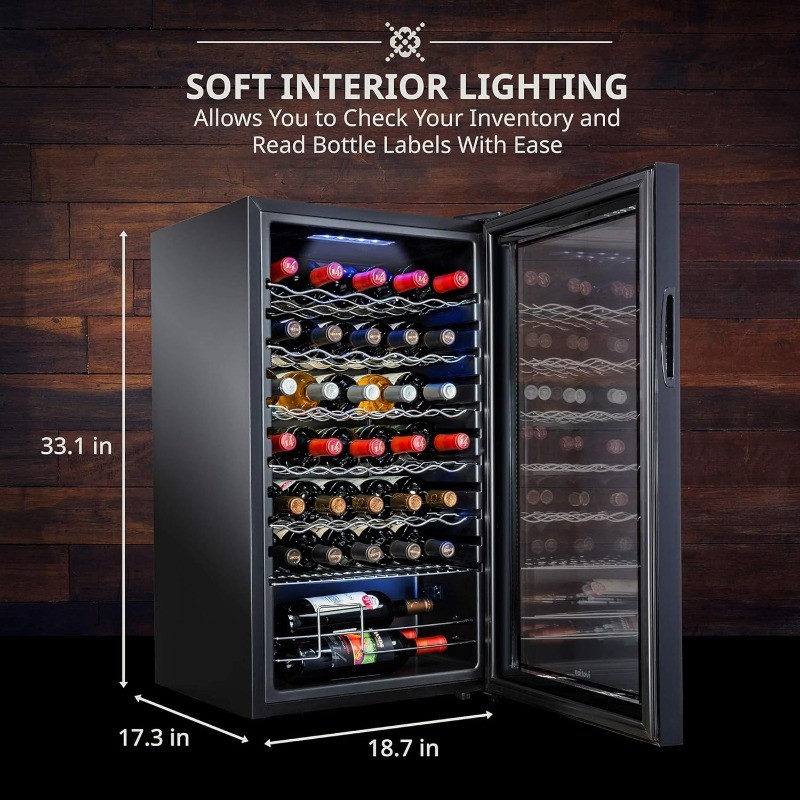 34 Bottle Freestanding Compressor Wine Cooler Cellar Refrigerator W/Lock