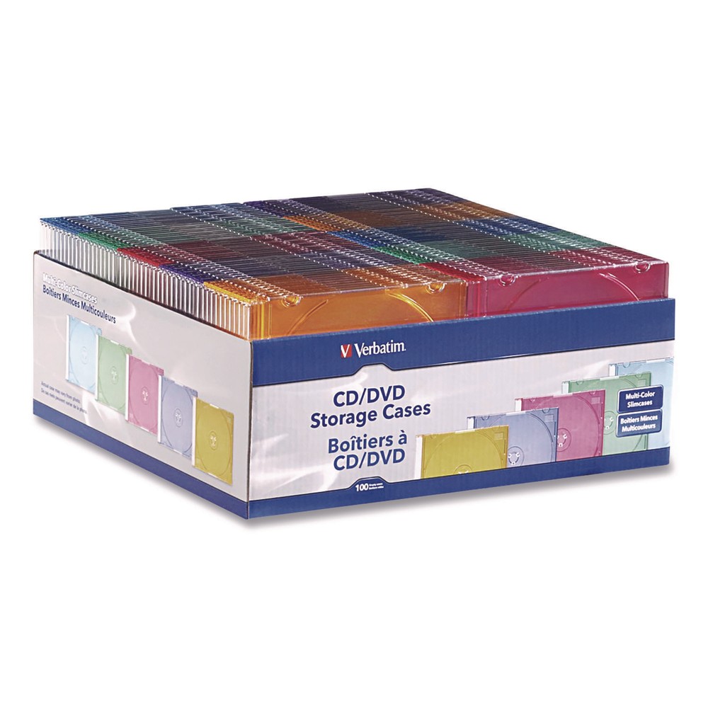 Slim Cases CD/DVD Assorted Colors 100/Pack 97836
