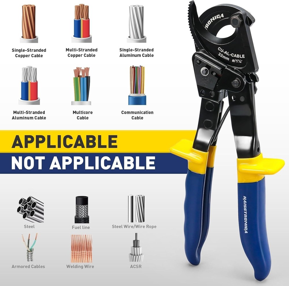 Professional Grade Ratchet Cable Cutters for Efficient Electrical Work, 240mm²