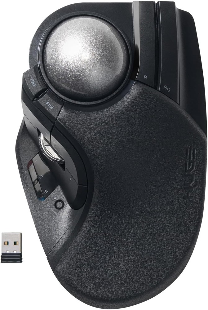 ELECOM HUGE Plus Trackball Mouse Bluetooth Wireless USB 10 Button Black Japan