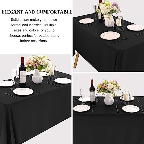 Pack Rectangle Table Cloth Bulk Washable Polyester 60inch x 102inch 6 Black