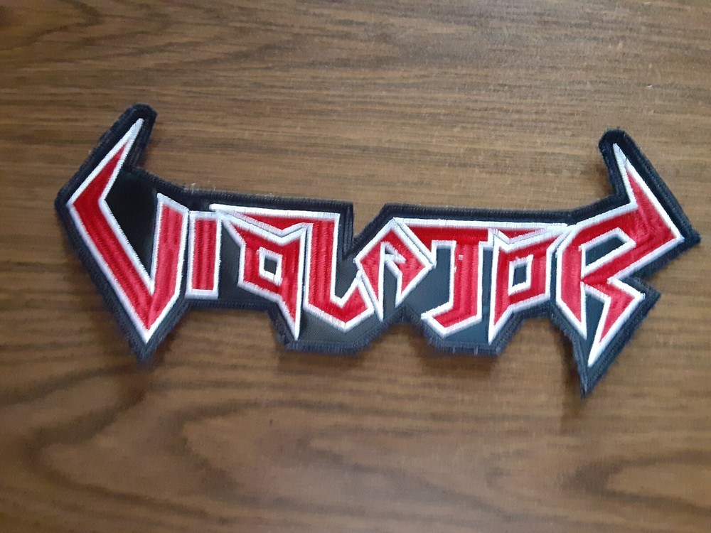 VIOLATOR,SEW ON RED AND WHITE EMBROIDERED LARGE BACK PATCH