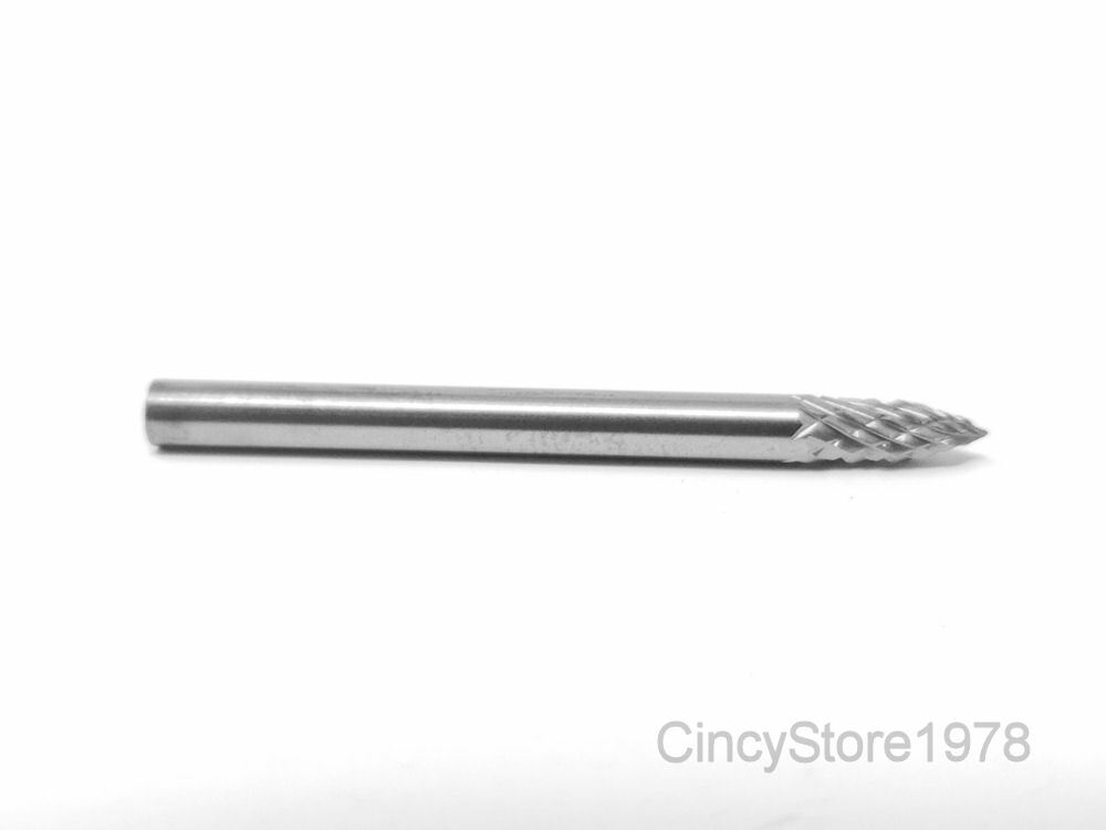 SG41D Tree Shape SOLID Carbide Burr Bur Cutting Tool Die Grinder Bit 1/8"