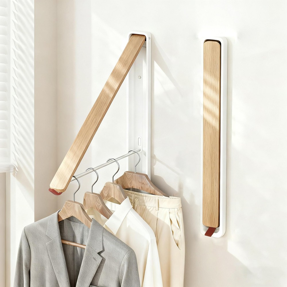 Clothes Drying Rack Wall Mounted for Laundry, Retractable & Foldable Clothes ...