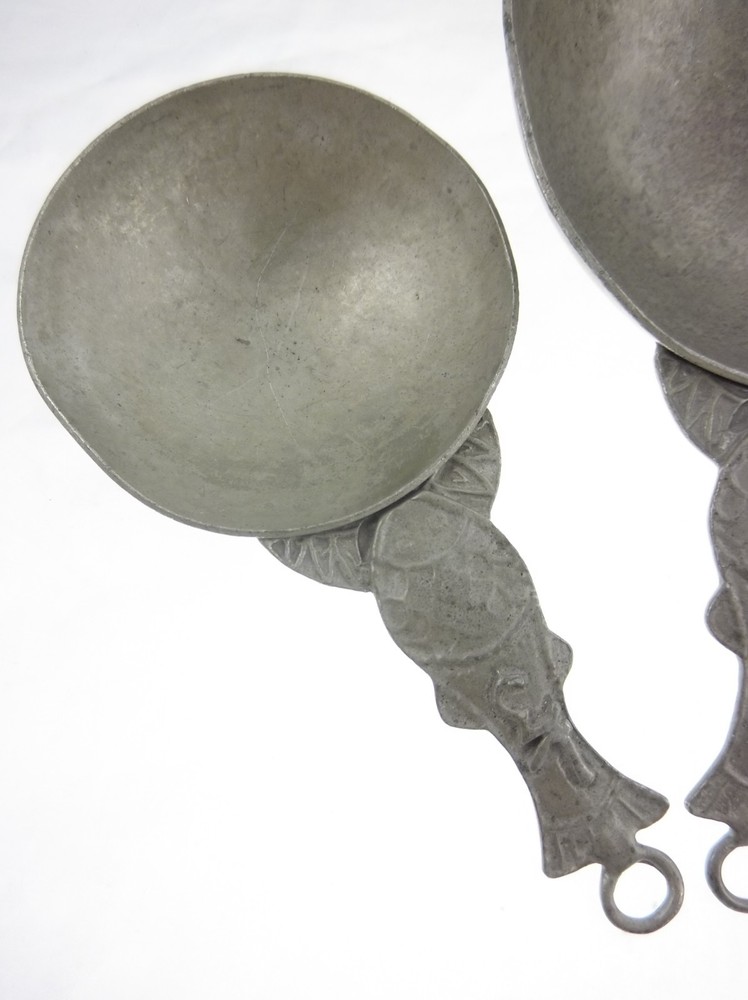 3pc Set Tin Woodsman Pewter Fish Handle Measuring Cups