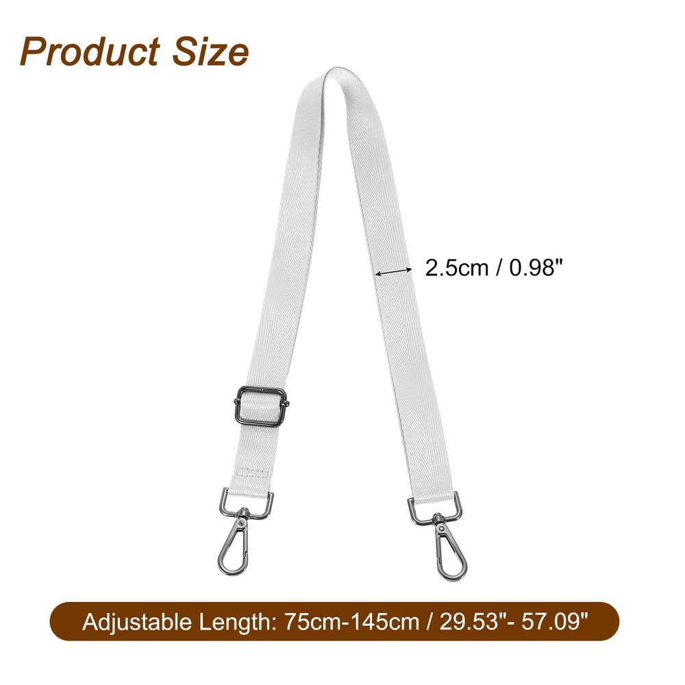 2.5cm Wide Shoulder Strap, Silver, Black Pull Core Buckle