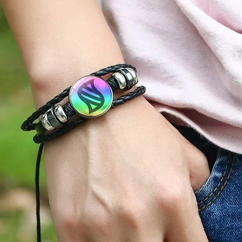 Pokemon Mega Evolution Stone Charm Adjustable Leather Bangle Bracelet