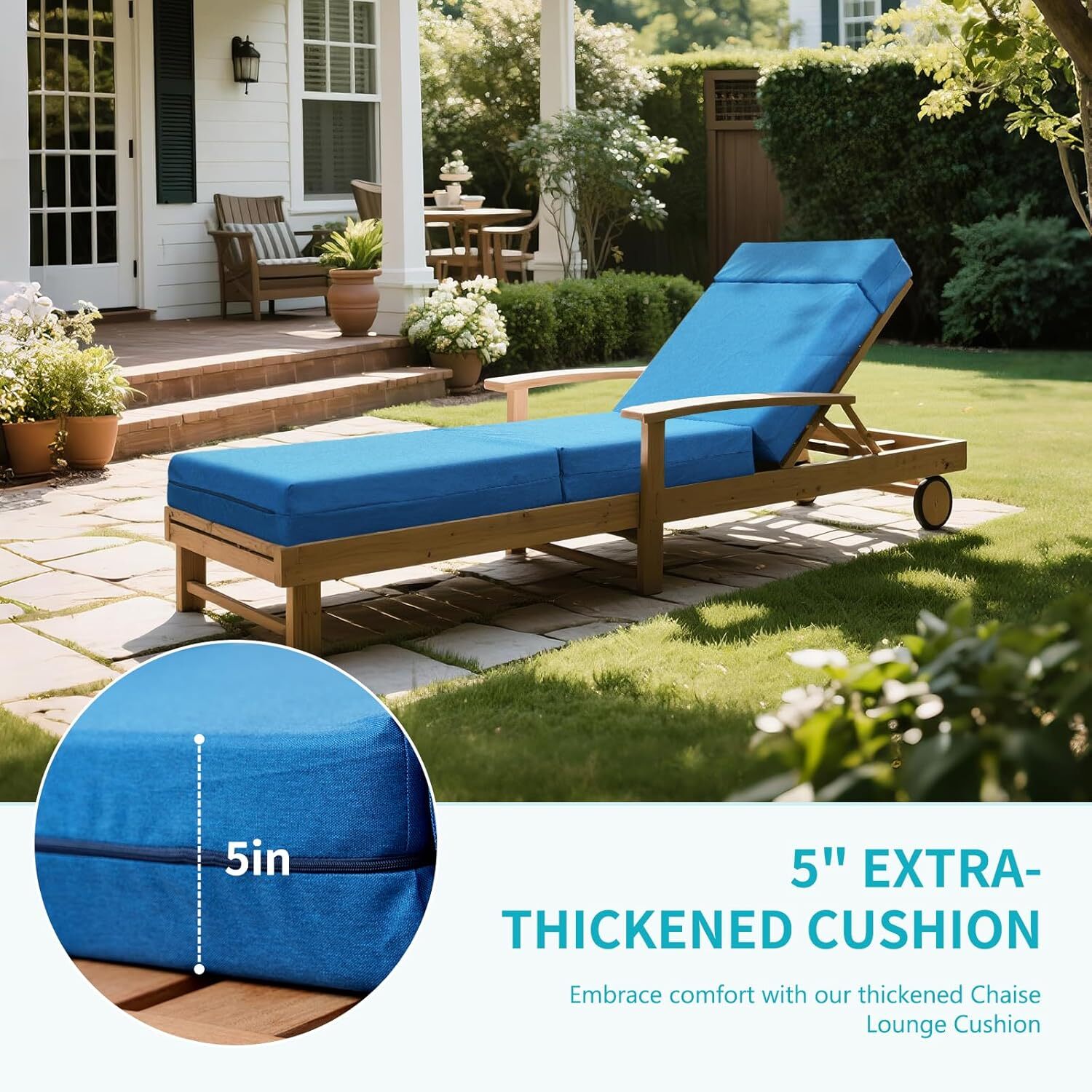 SUNYRISY 72"x21"x5" Chaise Lounge Cushions Set of 2 Waterproof Sun- Patio Pads