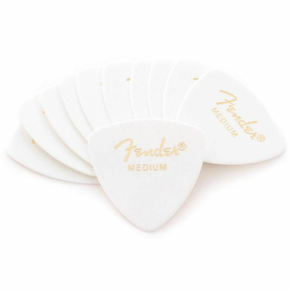 Fender 346 Shape Classic Celluloid Guitar Picks, Medium, White, 12-Pack