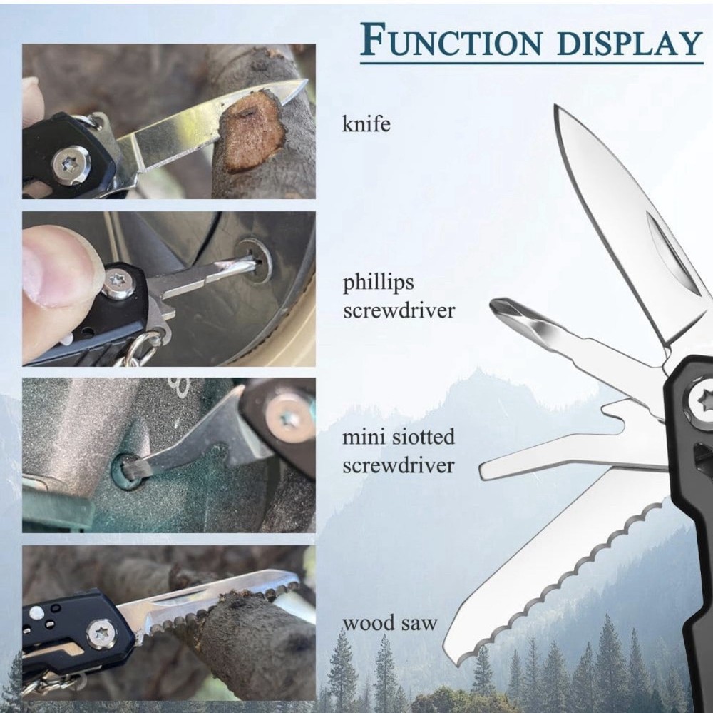 14-in-1 Stainless Steel Mini Multitool Pliers with Case – Black