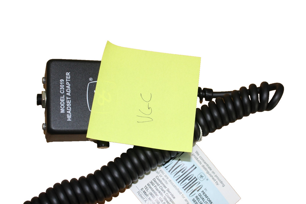 David Clark Model C3019 Headset Adapter Very Good Condition
