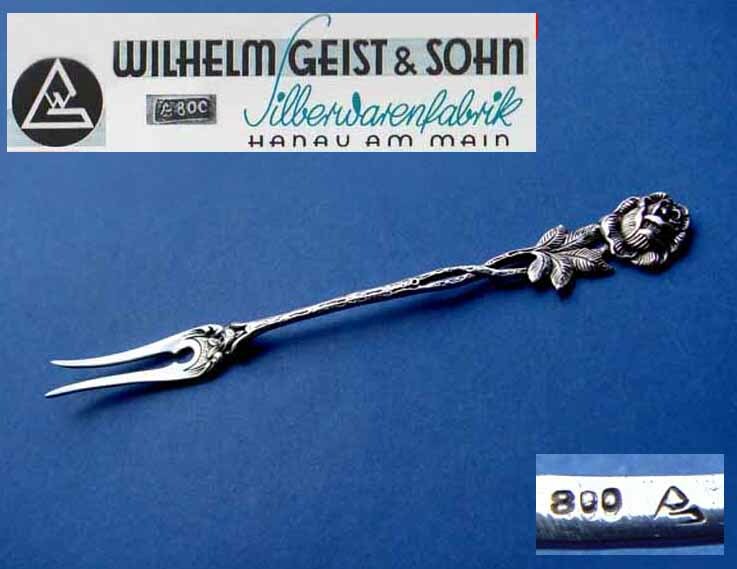 Serving Fork, Rose, Wilhelm Geist & Son, 800 Silver C59