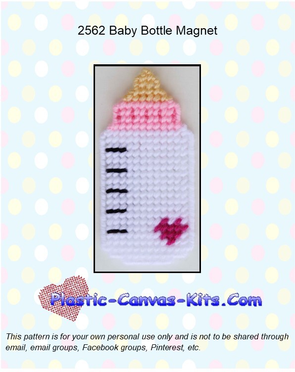 Baby Bottle Magnet - Plastic Canvas Pattern or Kit