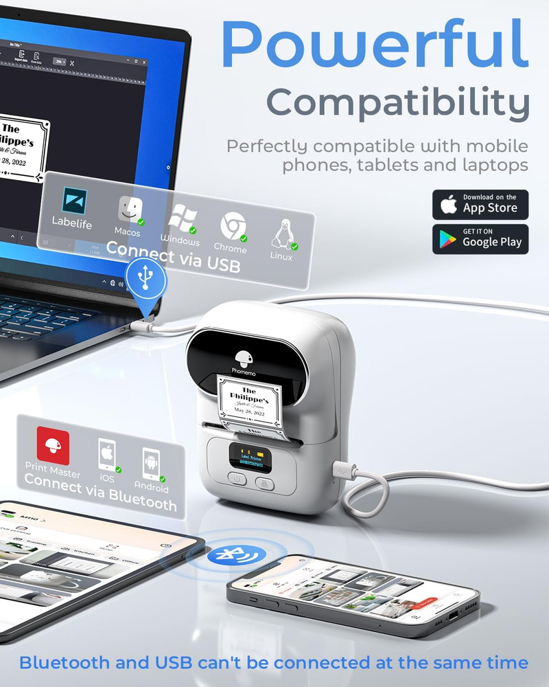 Phomemo M110 Label Makers - Barcode Thermal Bluetooth Label Printer