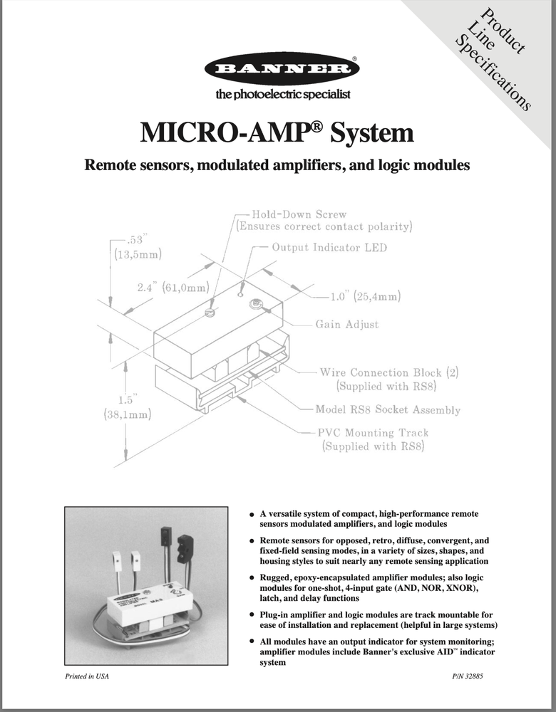Pair BANNER MA5 Adjustable Delay Module with RS8 Socket Base Logic Board Lot USA