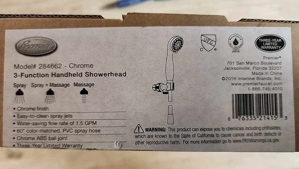 Premier Triple Wall Mount Handheld Adjustable Shower Head in CHROME🔥