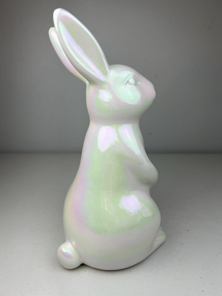 Iridescent Bunny Rabbit Figure Easter Decor 9.5"