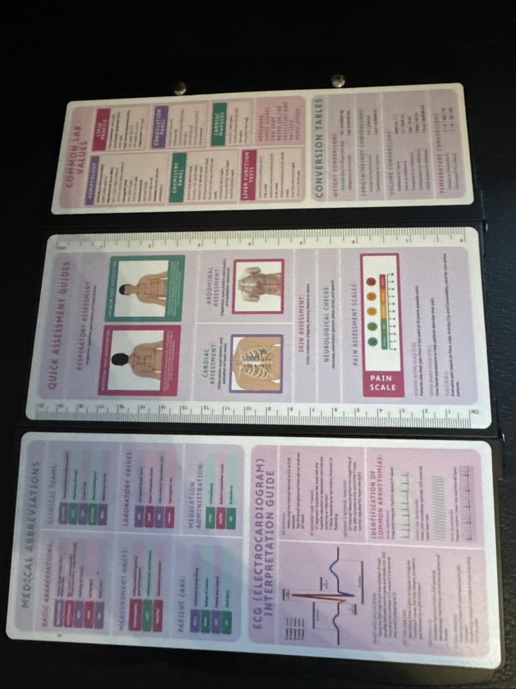 Medical Clipboard Foldable, Black W/Cheat Sheets. New Open Box READ DESCRIPTION