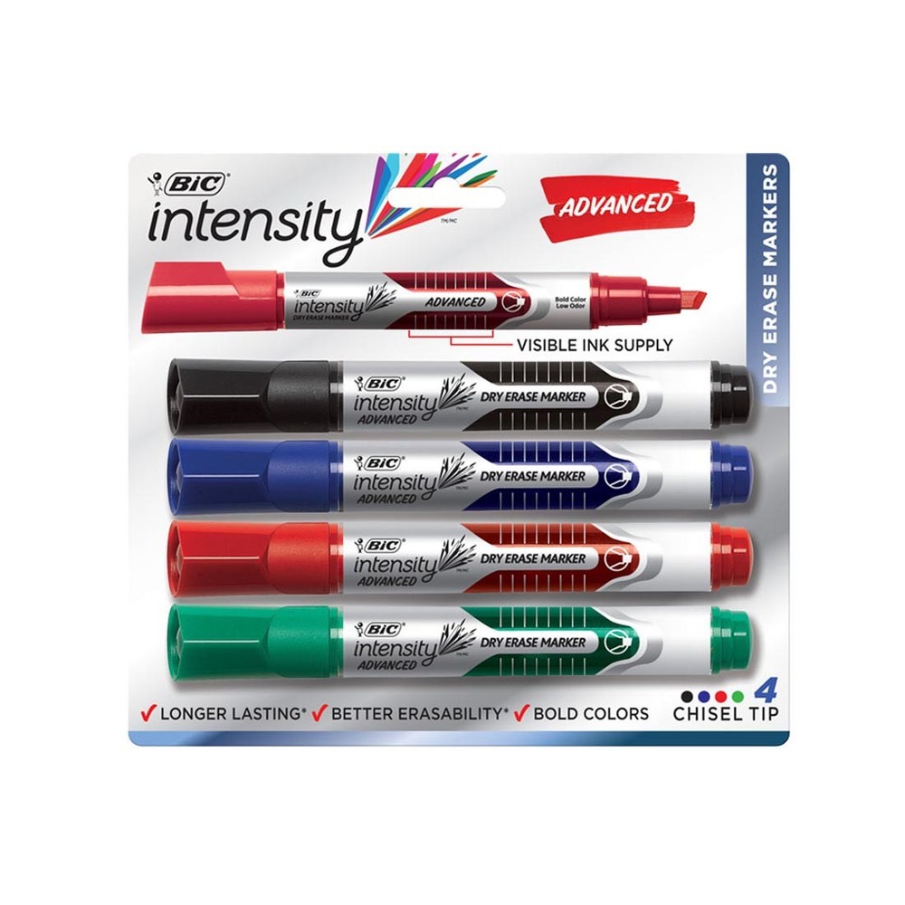 Bic Intensity Advanced Dry Erase Chisel Tip Markers