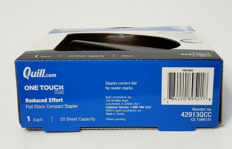Quill Brand® One-Touch Plus™ Reduced Effort Compact Stapler 20 Sheet Cap New