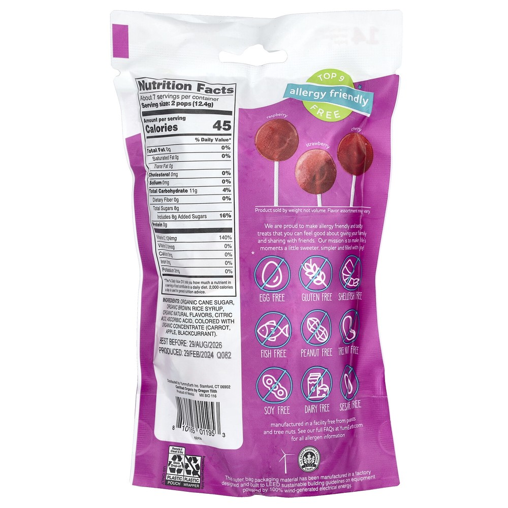 Organic Vitamin C Pops, Assorted, 14 Pops, 3.1 oz (87 g)