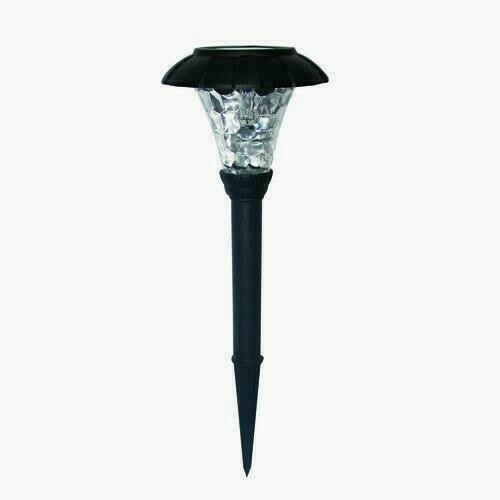 10 Piece Set Black Hammered Solar Integrated LED Landscape Light Pathway Decor