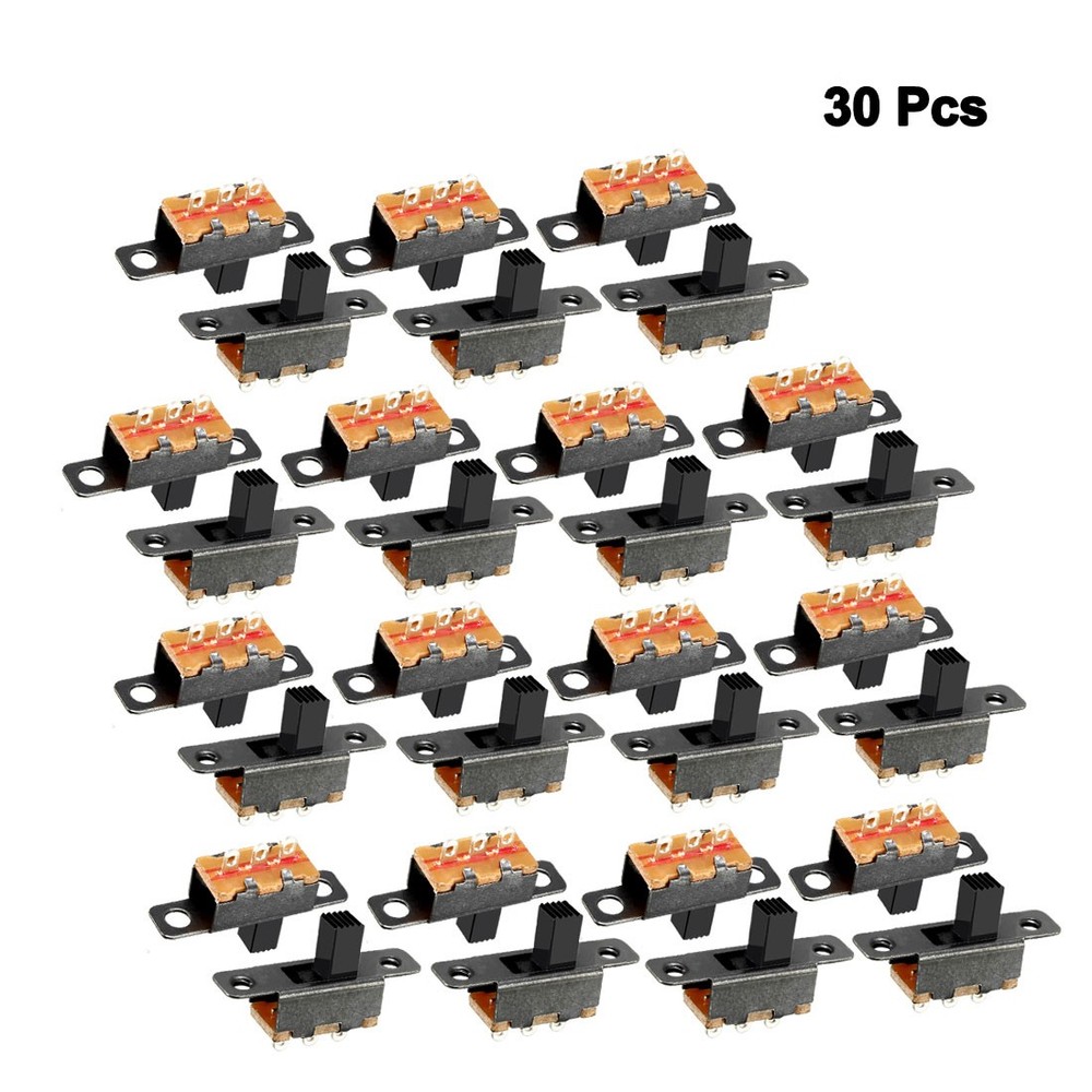 30Pcs 5mm Vertical Slide Switch SPDT 3 Terminals PCB Panel Latching