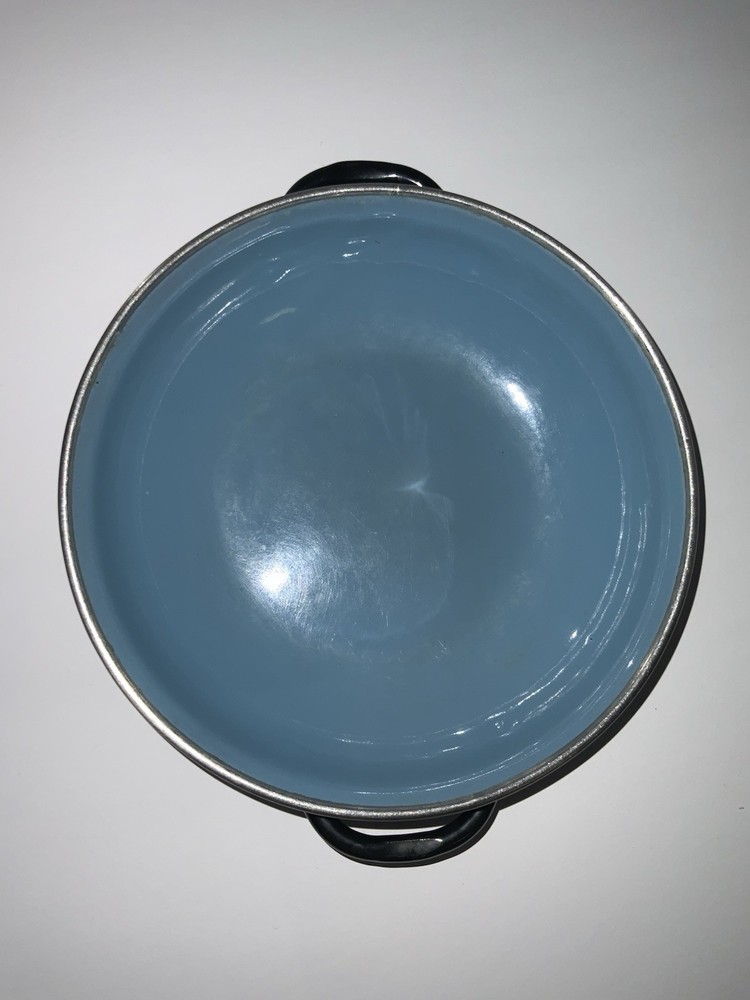 Authentic Yugoslavian Enamelware Blue And Black 6.5” Pan