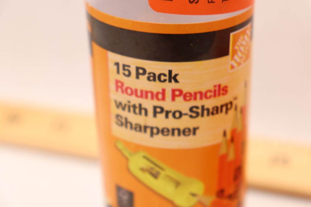 (15-Pk) Home Depot Round Pencils with Pro-Sharp Sharpener-Missing Sharpener
