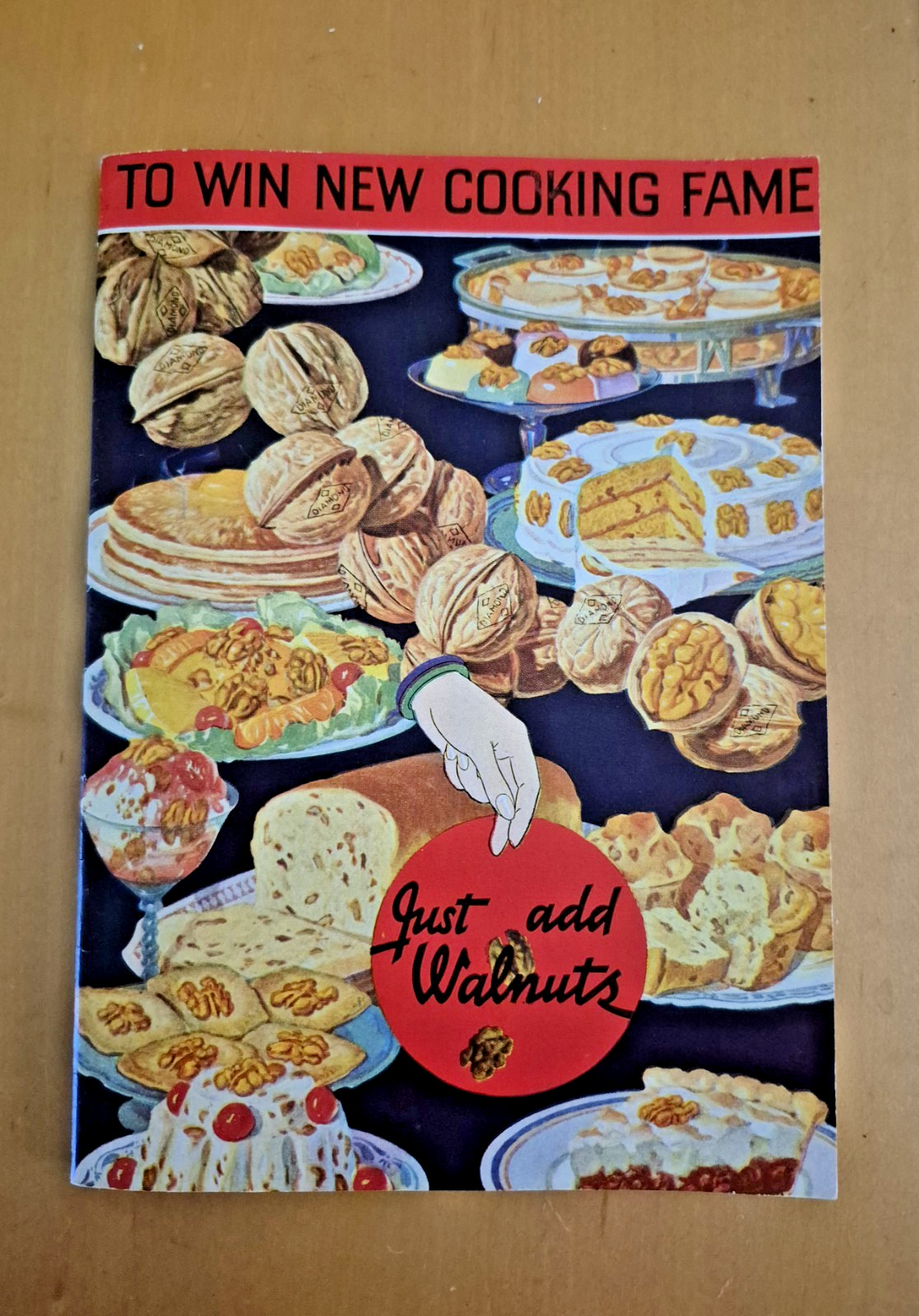 Vintage 1935 Diamond Walnuts TO WIN NEW COOKING FAME JUST ADD WALNUTS Booklet