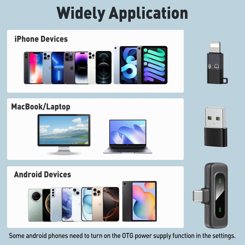 USB C Mini Wireless Lavalier Microphone for iPhone/Android,Lapel Mic