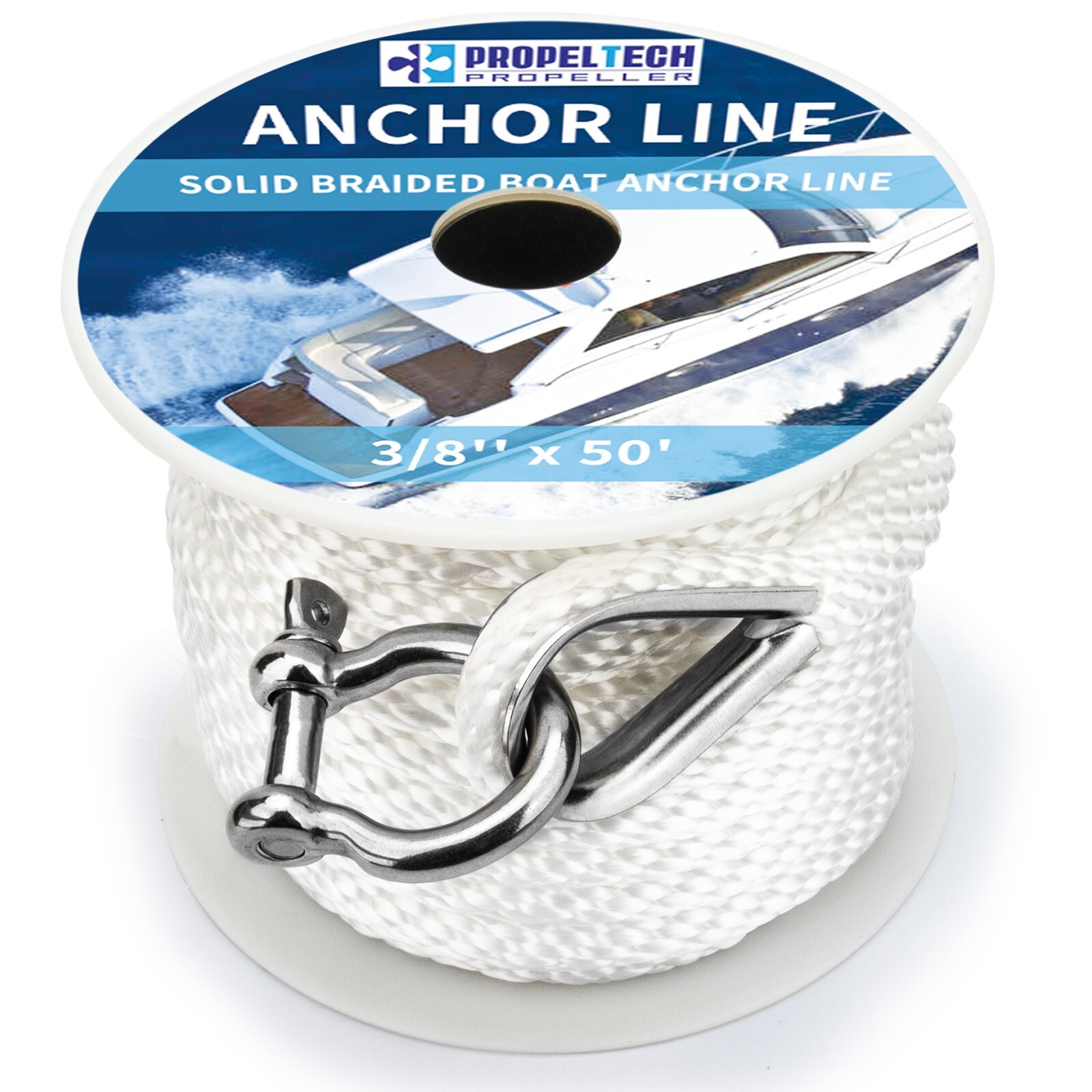 Anchor Rope Braided Anchor Line 3/8Inch 50 FT Premium Solid Braid MFP Boat Rop