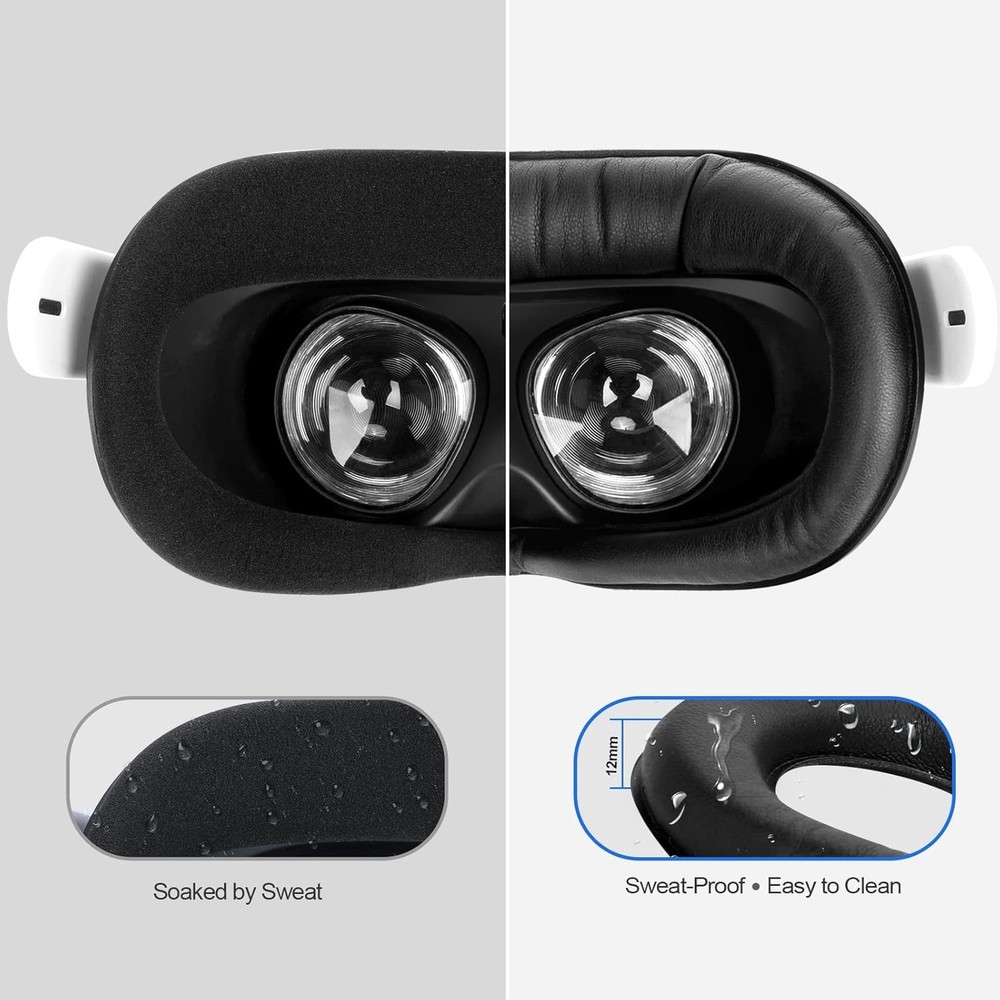 Facial Interface & Face Cover Pad for Oculus Quest 2, Sweat-Proof PU Foam Cus...